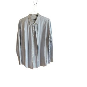Izod blue, white cotton striped button down dress shirt Sz 2XLT